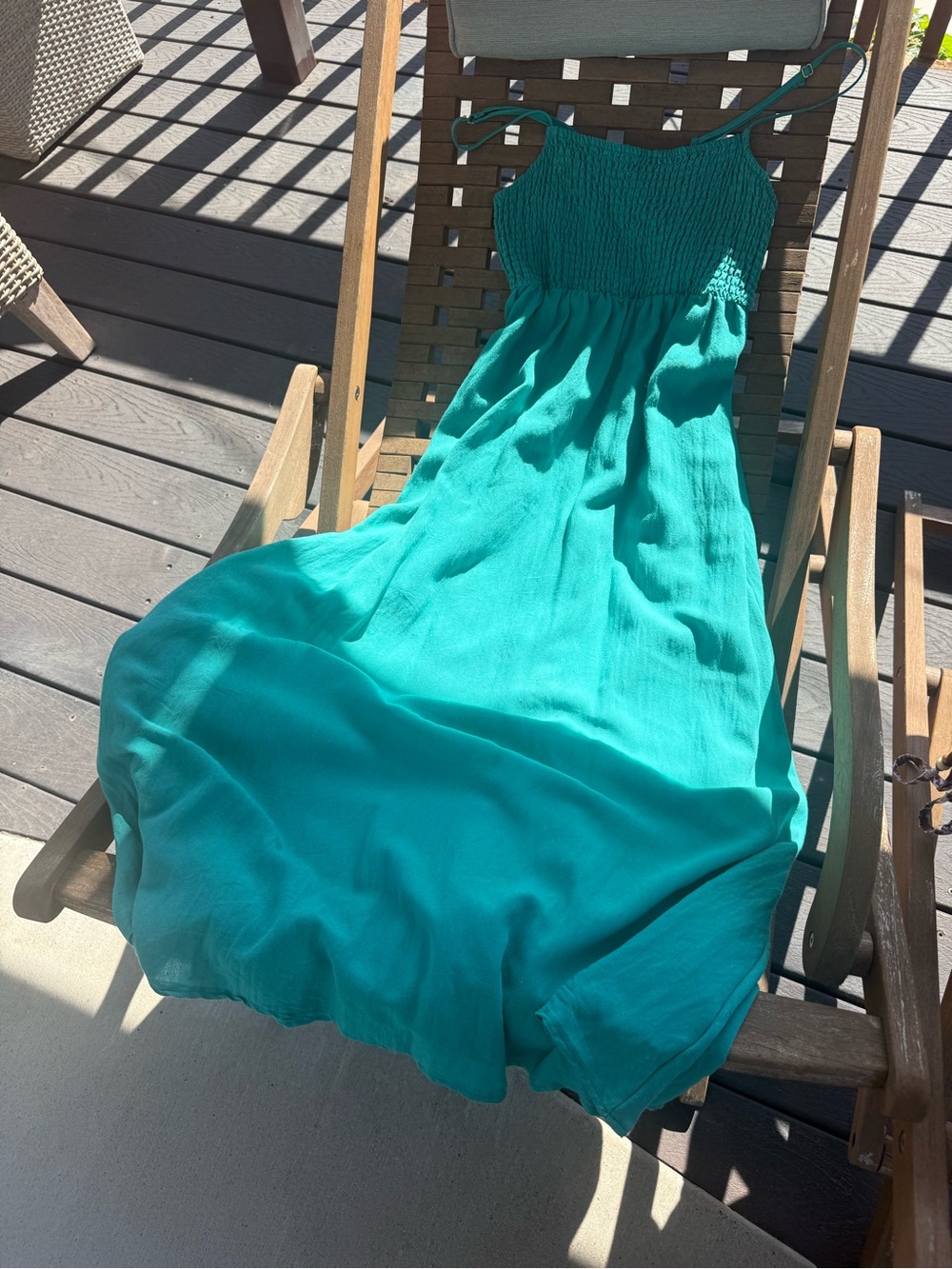 Z Supply Teal Smocked Midi Dress - Picture 10 of 10